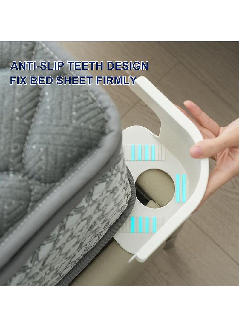 RATSAW Bed Sheet Holder Set with Lock Strips Heavy Duty Bed Sheet Fasteners Non-Slip Lock Sheet Clips for All Size Mattress Blankets Bedding White-4PCS  - Image 3