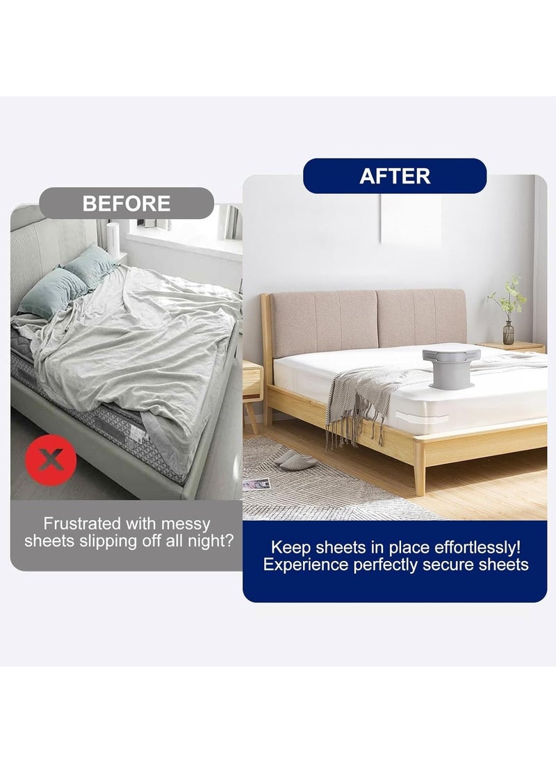 RATSAW Bed Sheet Holder Set with Lock Strips Heavy Duty Bed Sheet Fasteners Non-Slip Lock Sheet Clips for All Size Mattress Blankets Bedding White-4PCS  - Image 5