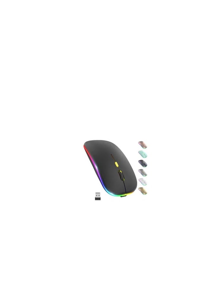 Generic LED Wireless Mouse, Rechargeable Slim Silent 2.4G Portable Optical Office  - Image 1