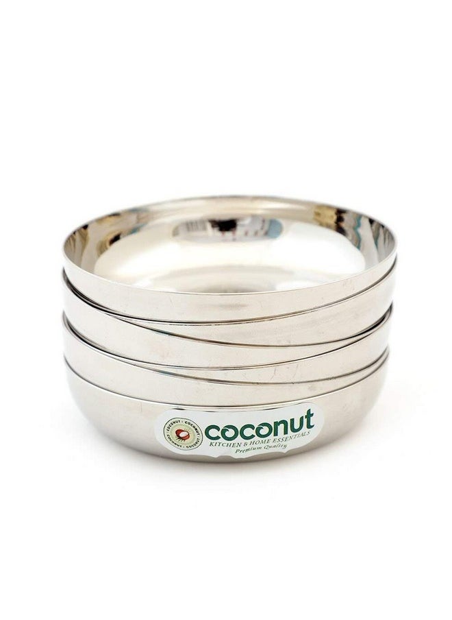 Coconut Coconut Stainless Steel Halwa Plate Set, 6-Pieces, Silver  - Image 1