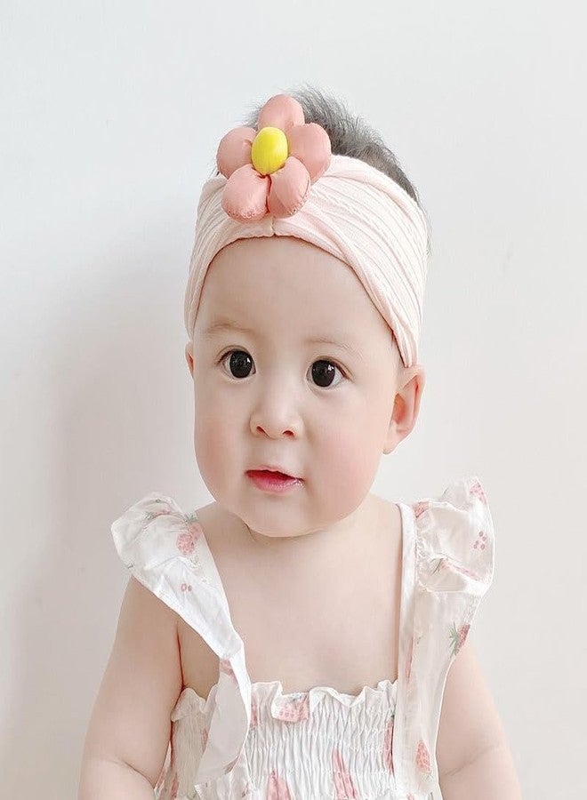 BAKEFY - 3 Pcs Baby Flower Headbands Baby Girls Nylon Headbands Soft Hairbands Hair Accessories for Newborn Infant Toddler Kids - Image 4