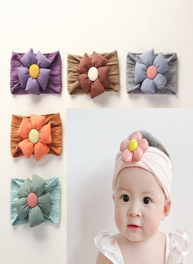 BAKEFY - 3 Pcs Baby Flower Headbands Baby Girls Nylon Headbands Soft Hairbands Hair Accessories for Newborn Infant Toddler Kids - Image 3