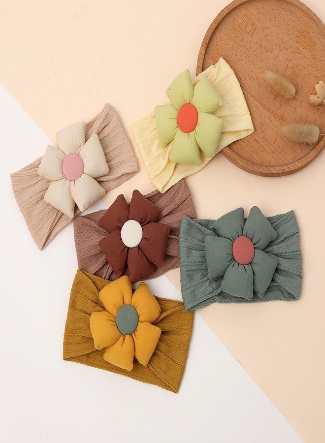 BAKEFY - 3 Pcs Baby Flower Headbands Baby Girls Nylon Headbands Soft Hairbands Hair Accessories for Newborn Infant Toddler Kids - Image 5