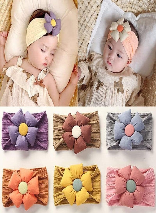 BAKEFY - 3 Pcs Baby Flower Headbands Baby Girls Nylon Headbands Soft Hairbands Hair Accessories for Newborn Infant Toddler Kids - Image 2