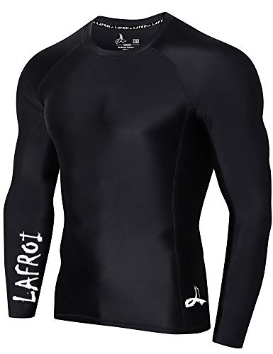 LAFROI Men's Long Sleeve UPF 50+ Baselayer Skins Performance Fit Compression Rash Guard-CLYYB Asym Black Size LG - Image 1