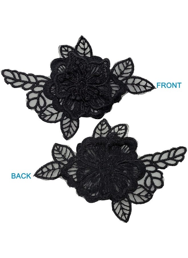 BETITETO - 12 Pieces Flower Lace Embroidered Applique 3D Floral Sew On Patches For Clothes Repairing Decorating Wedding Dress Diy Sewing Craft (Black) - Image 1