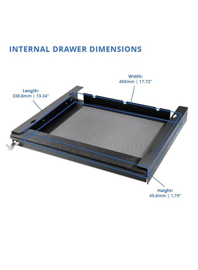 Penn Elcom EX-6151B 17'' Extendable Locking Laptop Security Drawer, Low Depth - Image 2