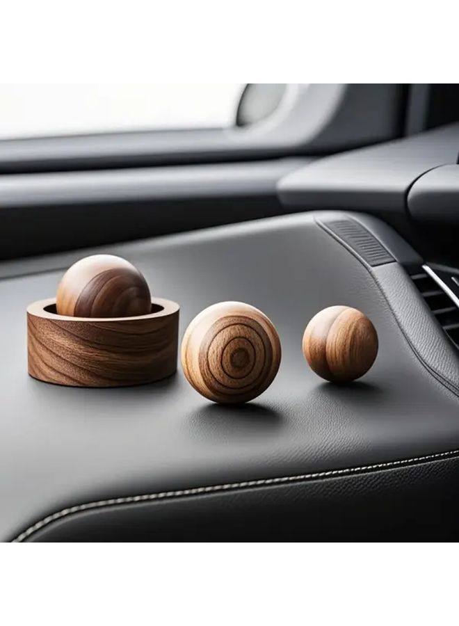 Walnut Wooden Essential Oil Diffuser Spherical Design Natural Fragrance Dispenser for Car Bedroom Bathroom Decor No Electricity Needed Ideal Gift Modern Home Fragrance Air Freshener - Image 1