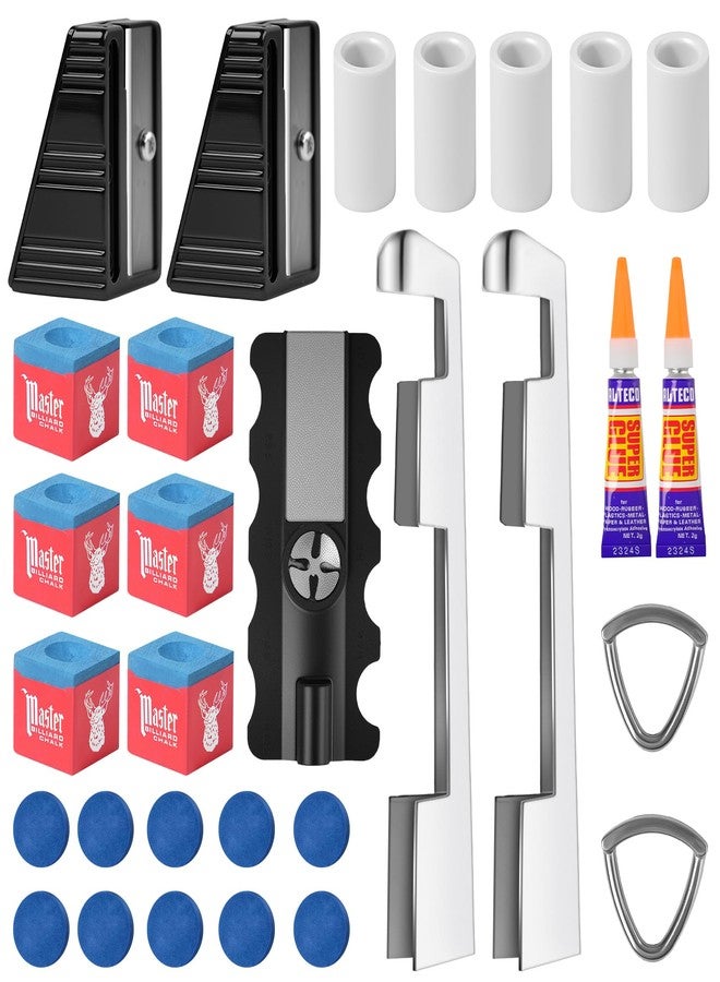WIILGN 28 PCS 5-in-1 Billiard Cue Tips, Pool cue TipsReplacement Kit, Pool Cue Shaper, Pool Stick TipsReplacement Kit, Pool Cue Tips Repair Tool forReplacement and Shaping cue Tios - Image 1