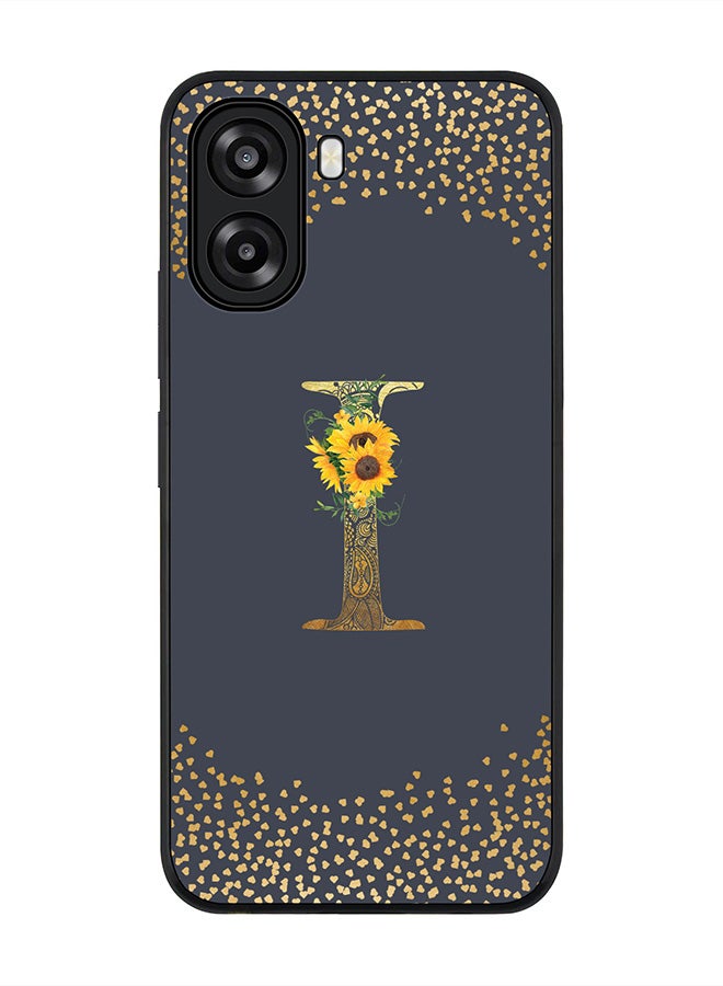 Stylizedd For Oppo A6t 5G / A6t 4G Case,Slim fit Camera Protection, Shockproof Thin Phone cover  - Custom Floral Monogram - I  (Grey ) - Image 1