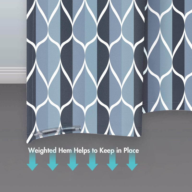 Gelbchu Aegean Blue Fabric Bath Shower Curtain W 54 x H 72 Waterproof Design and Polyester  Quick-Drying  Heavy Weight  Stall Size Shower Curtains Set for Bathroom Machine Washable with 8 Hooks - Image 4