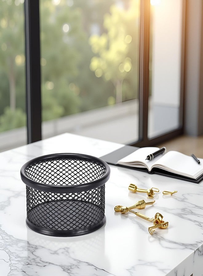 Tnyvm Black Metal Paper Clip Holder Mesh Paperclip Bowl Binder Clip Dispenser Desk Bobby Pin Container Organizer for Home Office Classroom School Desk Supplies Holders - Image 5