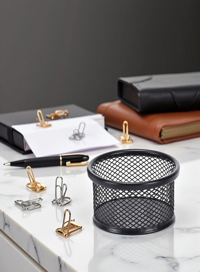 Tnyvm Black Metal Paper Clip Holder Mesh Paperclip Bowl Binder Clip Dispenser Desk Bobby Pin Container Organizer for Home Office Classroom School Desk Supplies Holders - Image 4