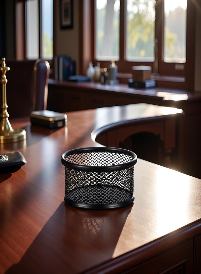 Tnyvm Black Metal Paper Clip Holder Mesh Paperclip Bowl Binder Clip Dispenser Desk Bobby Pin Container Organizer for Home Office Classroom School Desk Supplies Holders - Image 3