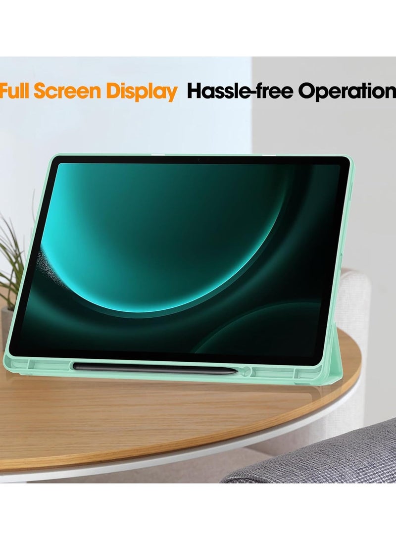 عام متوافق مع غطاء Samsung Galaxy Tab S10 Plus بحجم 12.4 بوصة 2024، غطاء خلفي مرن من TPU مع حامل قلم ووظيفة الاستيقاظ/النوم التلقائي لجهاز Tab S10+. - Image 4