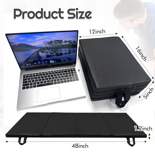 JZHLLA Foldable Mechanics Mat for Garage Work, 48 X 16 X 1.2 in Thick EPE Knee Pad Waterproof PU Leather Folding Mat with Carry Handle Portable for Garage, Garden, Home Gym Kneel or Lie Down - Image 2