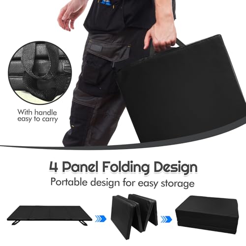 JZHLLA Foldable Mechanics Mat for Garage Work, 48 X 16 X 1.2 in Thick EPE Knee Pad Waterproof PU Leather Folding Mat with Carry Handle Portable for Garage, Garden, Home Gym Kneel or Lie Down - Image 5