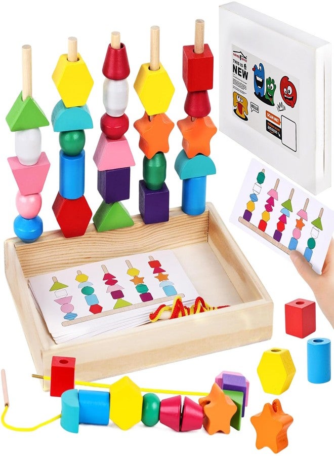 LovesTown Beads Sequencing Toy Wooden Stacking Montessori Toys for Kids Coordination and Educational Preschool Learning Toy - Image 1
