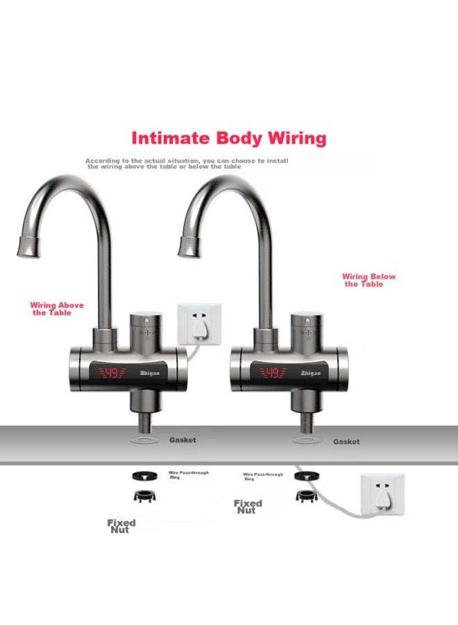 Chigo Electric Hot Water Faucet, Instant Heating, Fast Heating, Kitchen Small Treasure, Bathroom Inlet, Smart Digital Display, Stainless Steel + Free Leak Protection Zg-kbh37 - Image 2