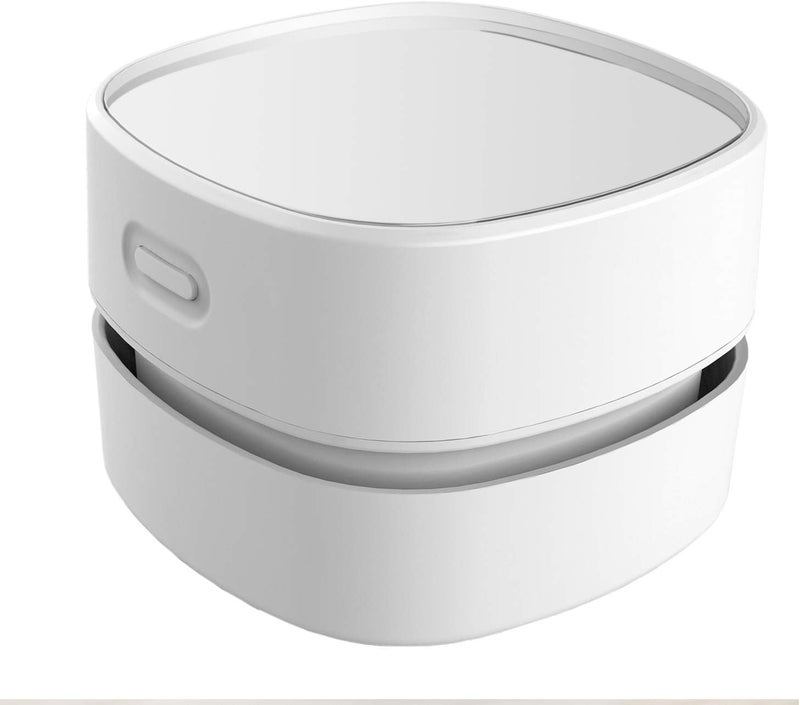 ODISTAR Desktop Vacuum Cleaner,Mini Table dust Sweeper Energy Saving with auto Power-Off Function,High Endurance up to 400 mins,Cordless&360º Rotatable for Keyboard/Home/Office (White USB Charging) - Image 1