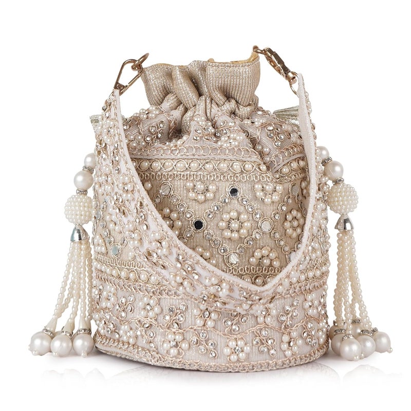 PLANX Velvet SilK Stylish Embroidery Unique Design Trendy Traditional Ethnic Wedding Party Handheld Potli For Women - Image 1