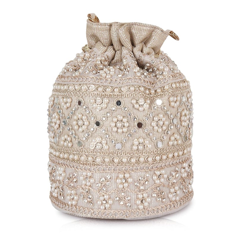 PLANX Velvet SilK Stylish Embroidery Unique Design Trendy Traditional Ethnic Wedding Party Handheld Potli For Women - Image 4
