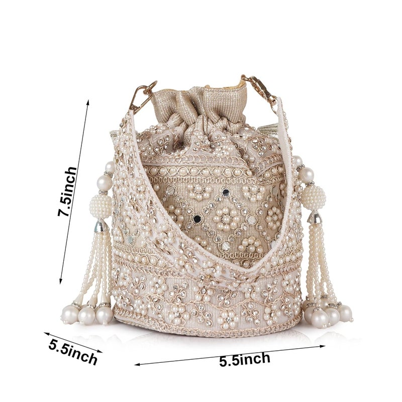 PLANX Velvet SilK Stylish Embroidery Unique Design Trendy Traditional Ethnic Wedding Party Handheld Potli For Women - Image 2