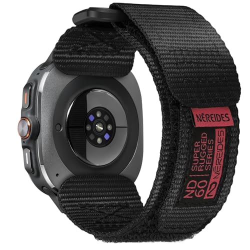 Nereides Watch Band Compatible with Samsung Galaxy Watch Ultra 2 47mm(2024/2025) for Men Women, Nylon Sports Adjustable Replacement Strap for Galaxy Watch Ultra 2(Black, Large) - Image 1