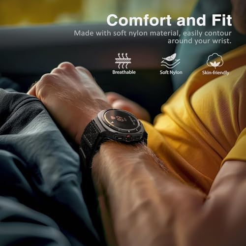Nereides Watch Band Compatible with Samsung Galaxy Watch Ultra 2 47mm(2024/2025) for Men Women, Nylon Sports Adjustable Replacement Strap for Galaxy Watch Ultra 2(Black, Large) - Image 4