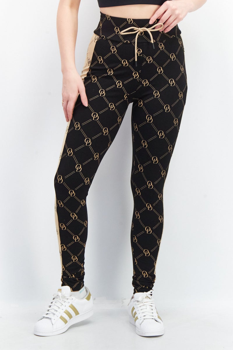 ODolls Women Regular Fit Allover Print Skinny Pants, Black/Beige - Image 1