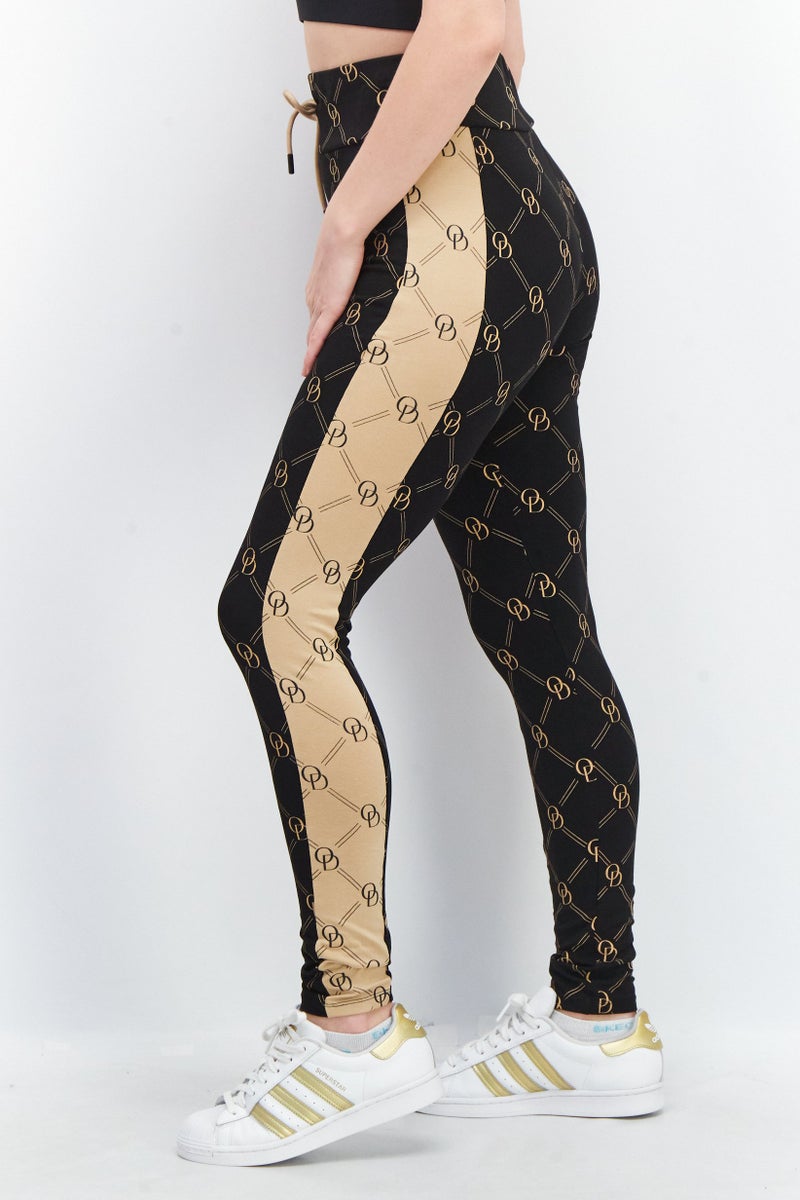 ODolls Women Regular Fit Allover Print Skinny Pants, Black/Beige - Image 3