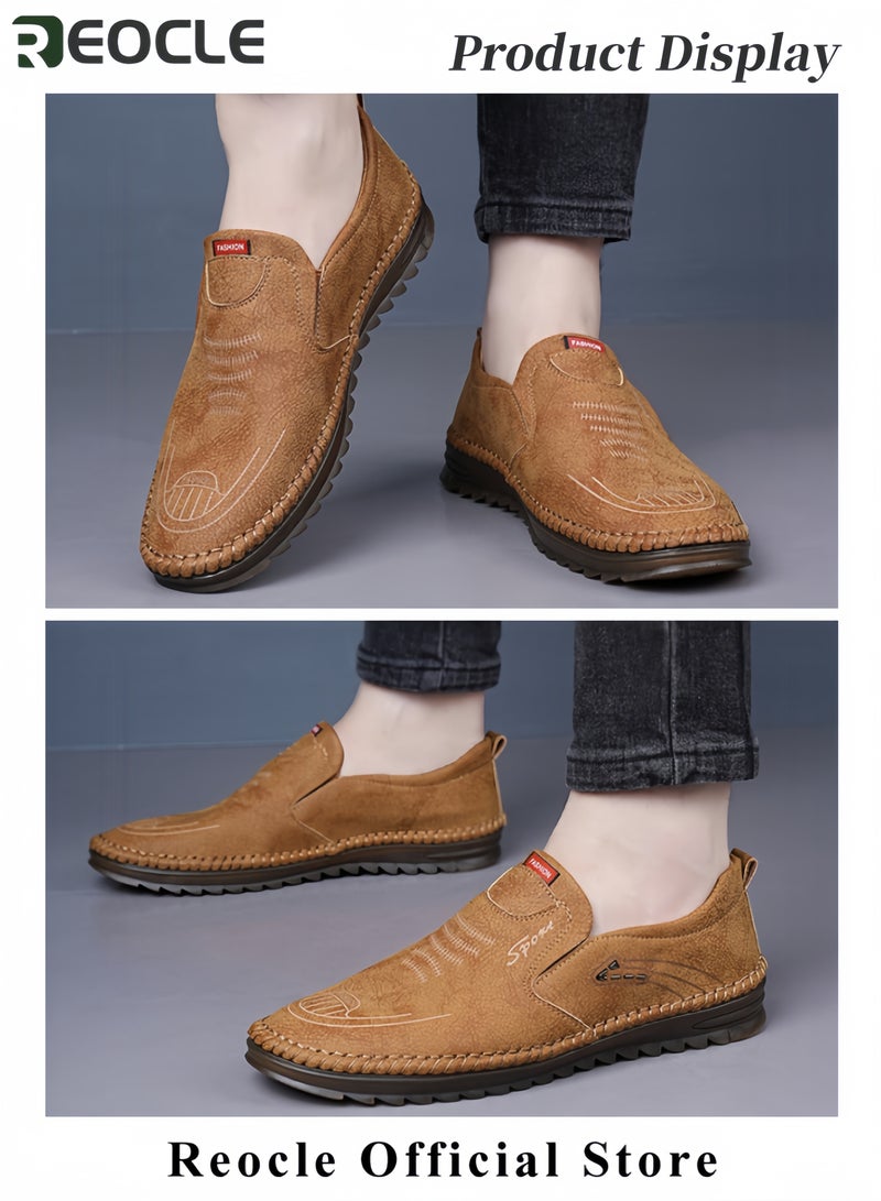 ريوكل أحذية رجال كاجوال أحذية جلدية عصرية أحذية عمل مخيطة يدويًا أحذية رياضية للمشي في الهواء الطلق - Image 5