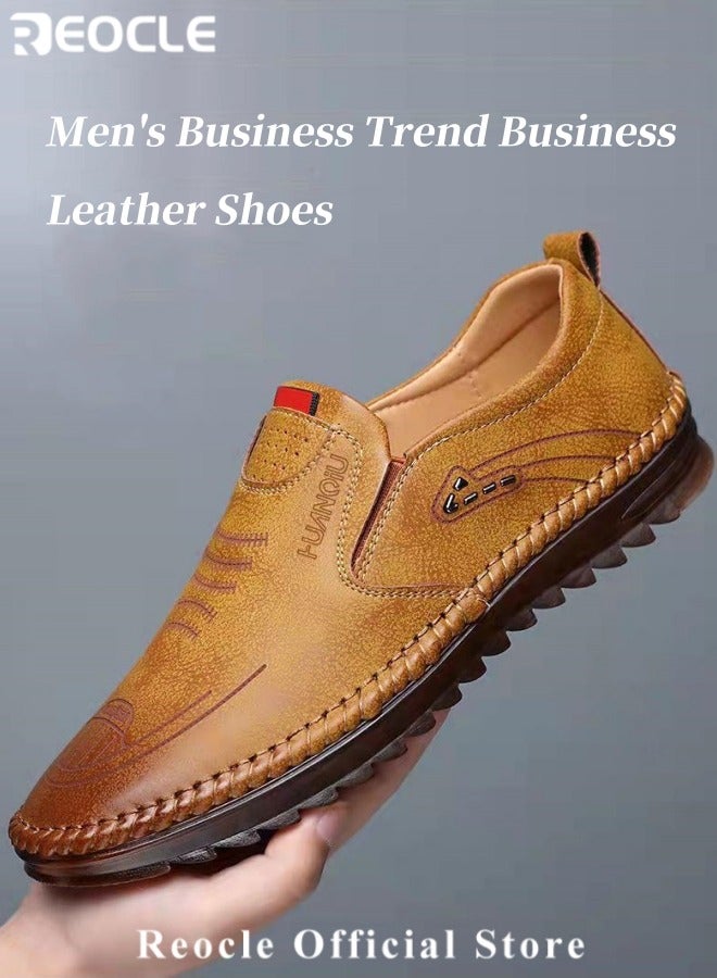 ريوكل أحذية رجال كاجوال أحذية جلدية عصرية أحذية عمل مخيطة يدويًا أحذية رياضية للمشي في الهواء الطلق - Image 2