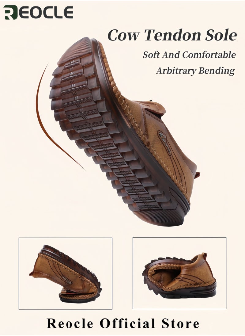 ريوكل أحذية رجال كاجوال أحذية جلدية عصرية أحذية عمل مخيطة يدويًا أحذية رياضية للمشي في الهواء الطلق - Image 4
