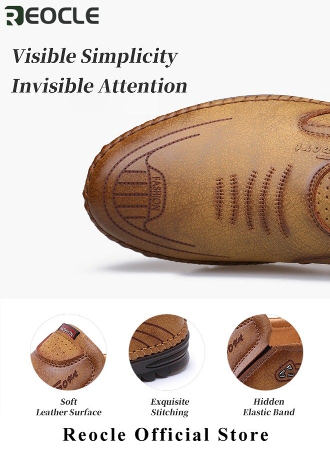 ريوكل أحذية رجال كاجوال أحذية جلدية عصرية أحذية عمل مخيطة يدويًا أحذية رياضية للمشي في الهواء الطلق - Image 3