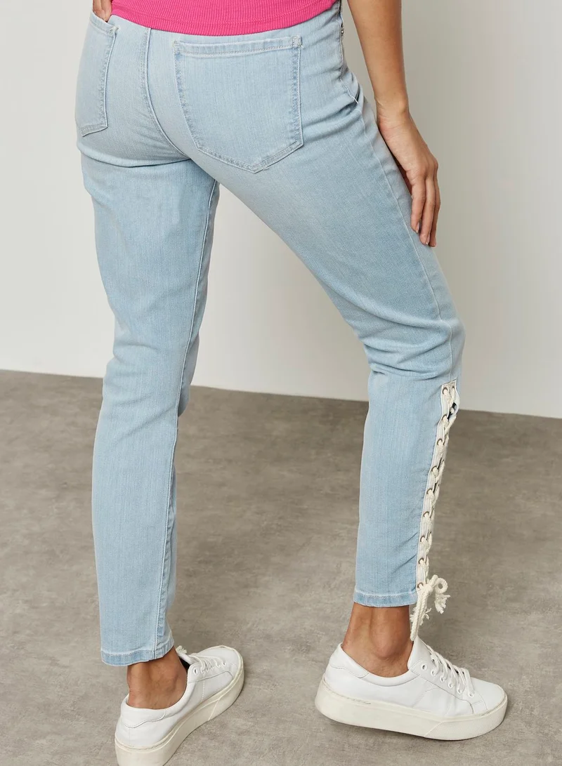 FOREVER 21 Side Lace Up Detail Skinny Jeans