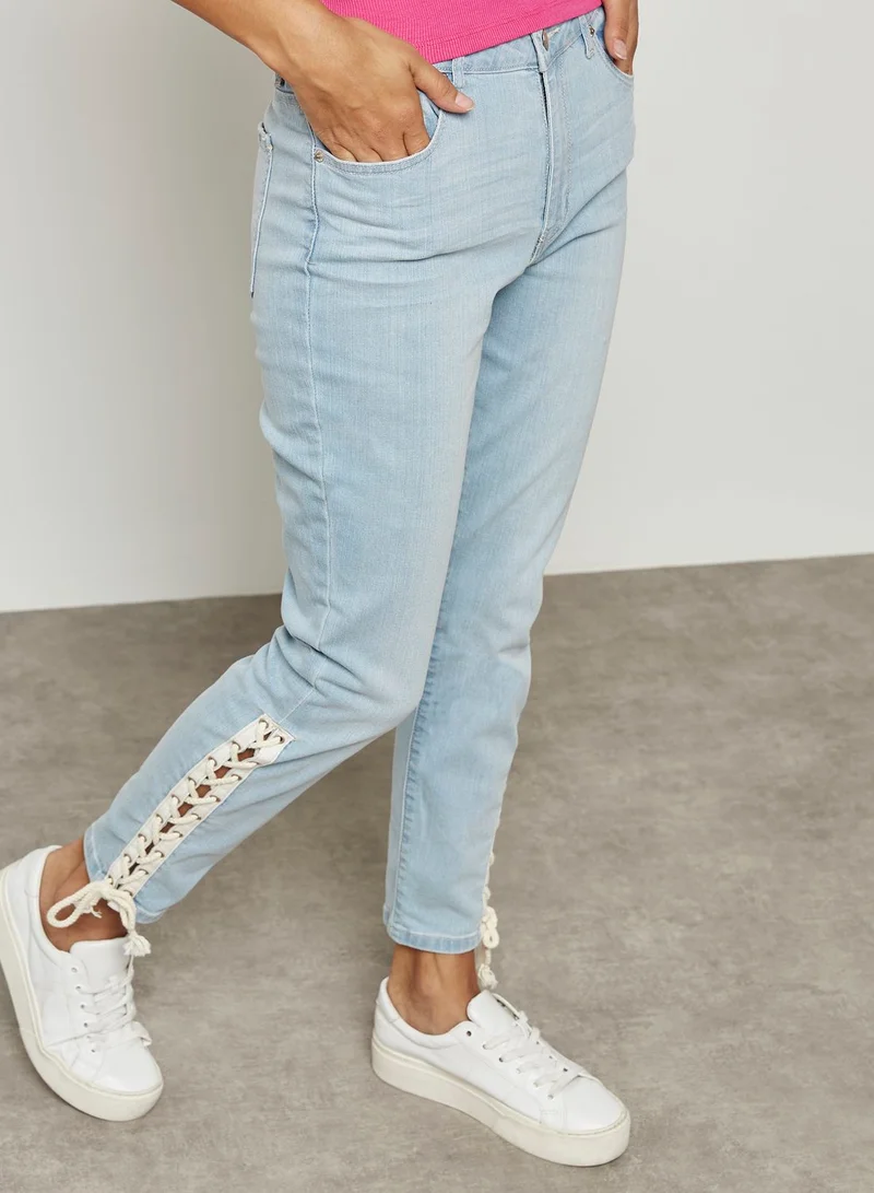 FOREVER 21 Side Lace Up Detail Skinny Jeans