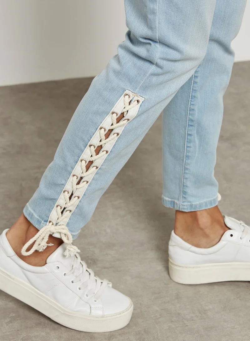 FOREVER 21 Side Lace Up Detail Skinny Jeans