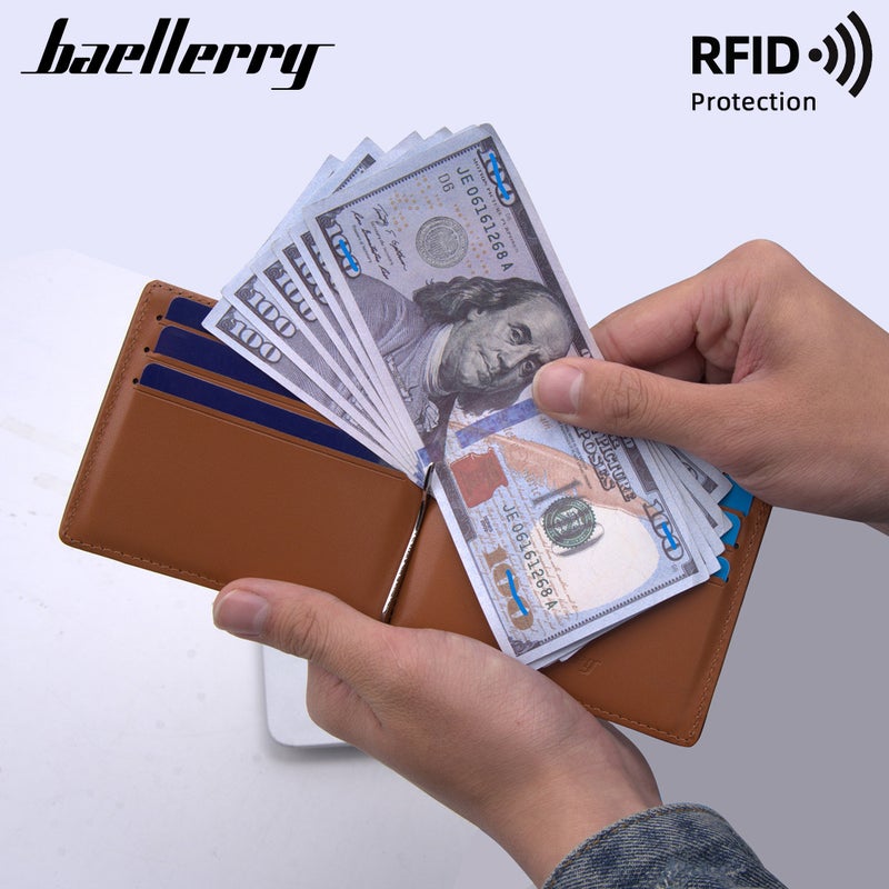 حامل بطاقة الرجال جديد baellerry وألياف الكربون متعددة بطاقة مكافحة السرقة حامل بطاقة محفظة مقطع الذهب RFID - Image 4