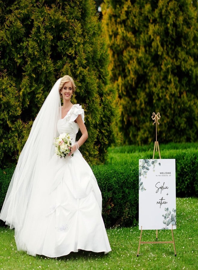 Yaocom حامل لوحة ذهبي من ياوكوم، مقاس 20 بوصة × 27 بوصة × 53 بوصة، حامل معدني قابل للتعديل مع فيونكة في الأعلى، حامل لوحة معدني قابل لتعديل الارتفاع لعرض اللوحات القماشية والملصقات الترحيبية على الأرض أو المنزل - Image 5