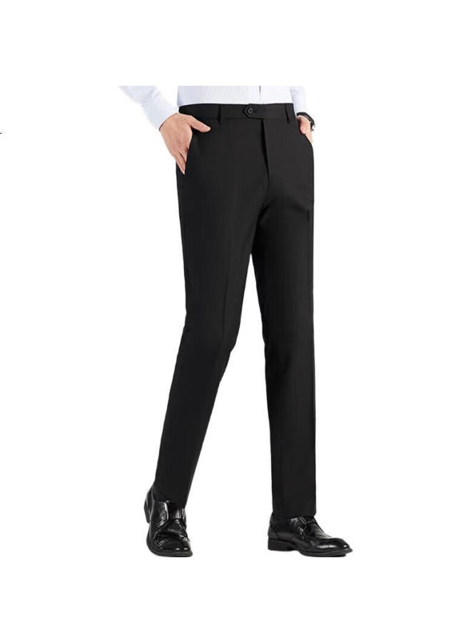 ROMON Men'S High-Waist Wrinkle-Free Business Dress Pants, Casual Trousers, Dad Pants, Elastic Suit Straight-Leg Pants - Image 1