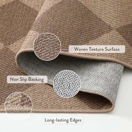 La Home Lahome Checkered Easy Jute Indoor Outdoor Rug, 5x7 Area Rugs for Living Room Nature Large Dining Room Carpet, Washable Non Slip Indoor Outdoor Carpet for Home Office Bedroom Backyard Patio - Image 3