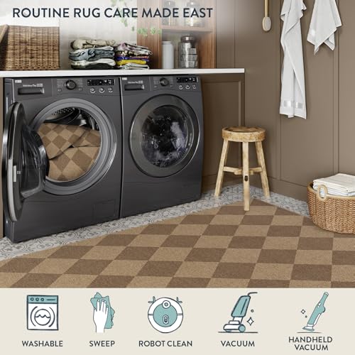 La Home Lahome Checkered Easy Jute Indoor Outdoor Rug, 5x7 Area Rugs for Living Room Nature Large Dining Room Carpet, Washable Non Slip Indoor Outdoor Carpet for Home Office Bedroom Backyard Patio - Image 5