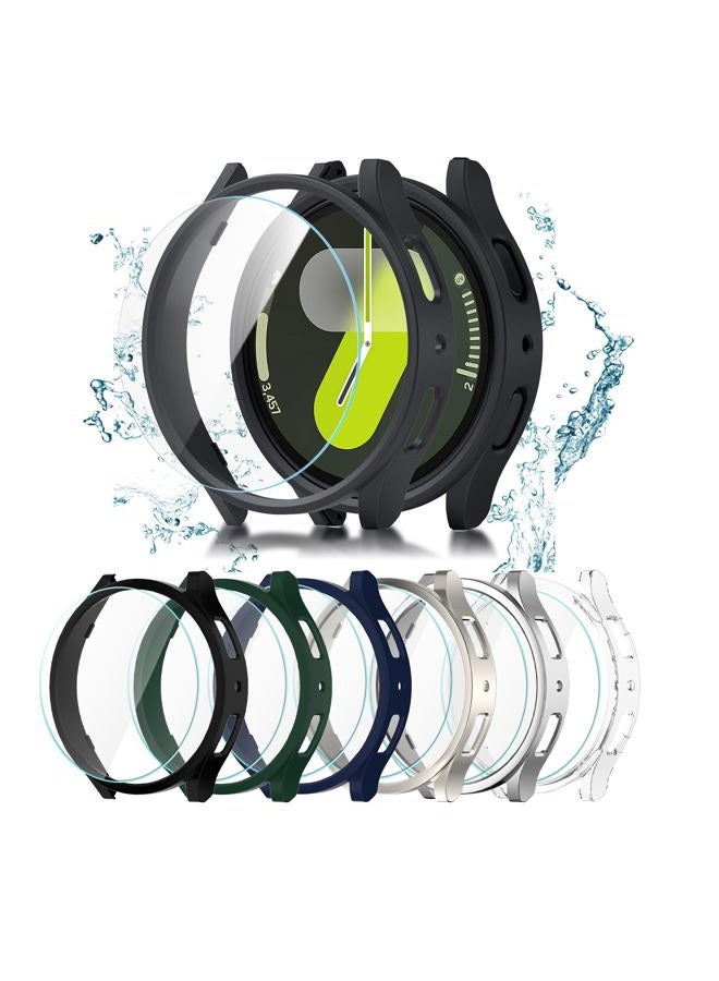 Cuteey 6+6 Pack for Samsung Galaxy Watch 7 Screen Protector Case 44mm, Hard PC Bumper Cover with Anti-Fog Tempered Glass Protective Film for Galaxy Watch 7 Accessories Neutral,44mm - Image 1