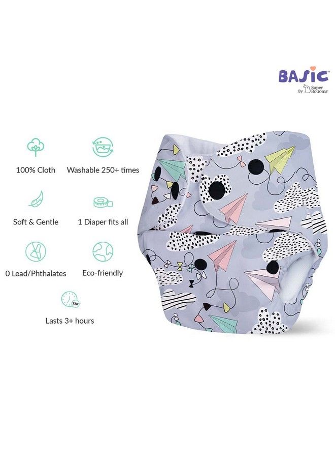 Superbottoms Basic Pack Of 4 Freesize Adjustable Washable And Reusable Cloth Diaper For Babies 03 Years ; One Size Adjustable Diapers (Pack Of 4 Diapers+ 4 Inserts) Assorted Prints - Image 5