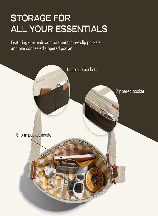 DailyObjects All Sunday Sling Crossbody Bag For Men & Women | Cotton Canvas Purse With Slip Pockets | Zip Closure | Storage Space For Essentials | Shoulder Handbag | Handcrafted Ivory - Clove - Image 5