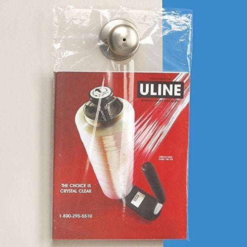 Uline 9" x 14" 1.5 mil Clear Doorknob Bags, Bundle of 100, Literature Drop Bags (S-2177C) - Image 1