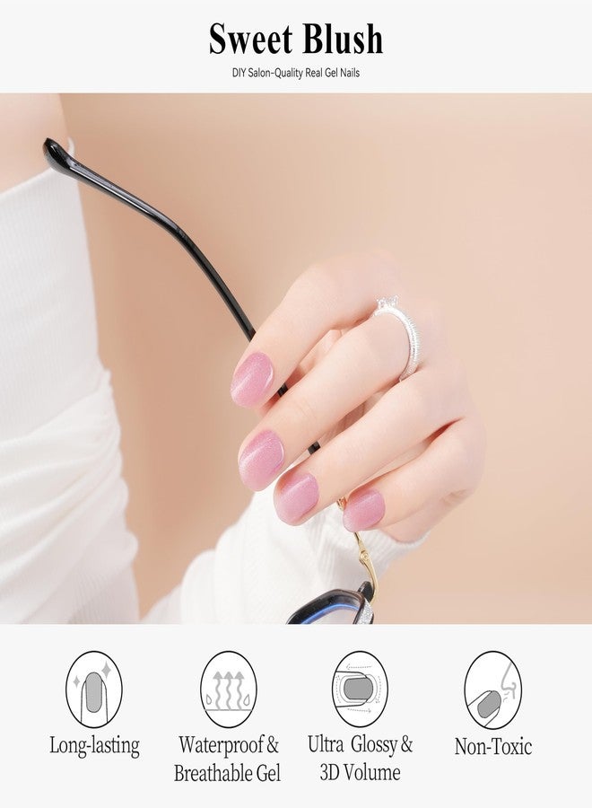 Drizzle Semi Cured Gel Nail Strips, Real Nail Polish Art Stickers (UV/LED Light Required), Glossy, Glitter, Solid Color, Full Nail Wraps Long Lasting, Nail Strips Decal for Women (Sweet Blush) - Image 2