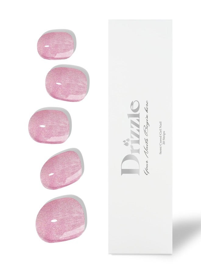 Drizzle Semi Cured Gel Nail Strips, Real Nail Polish Art Stickers (UV/LED Light Required), Glossy, Glitter, Solid Color, Full Nail Wraps Long Lasting, Nail Strips Decal for Women (Sweet Blush) - Image 1