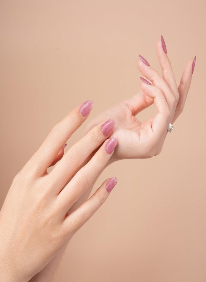 Drizzle Semi Cured Gel Nail Strips, Real Nail Polish Art Stickers (UV/LED Light Required), Glossy, Glitter, Solid Color, Full Nail Wraps Long Lasting, Nail Strips Decal for Women (Sweet Blush) - Image 4